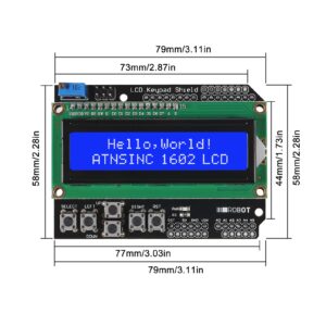 QCCAN 3pcs 1602 LCD Keypad Shield LCD1602 LCD 1602 Module Display Blue Screen for Arduino Duemilanove Robot