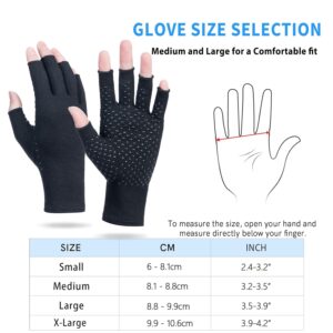 2 Pairs Arthritis Compression Gloves, for Arthritis, Rheumatoid, Osteoarthritis, Carpal Tunnel Pain, Compression Gloves for Arthritis for Women & Men, Anti-Slip Glue dot Gloves for Work (Black,XL)