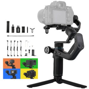 all in 1 camera gimbal stabilizer - feiyutech scorp mini, handheld video stabilizers for mirrorless camera, gopro & smartphone, 2.6 lb payload, for sony/canon/panasonic/nikon/fujifilm