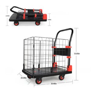 Uholan Foldable Dolly Hand Truck Cage Cart Carrying Weight 330lbs Portable Platform Cart Dolly Cart with Wheels Multi Scenario Usage