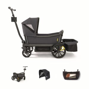 veer cruiser essentials bundle - premium stroller wagon with foldable storage basket & retractable canopy - the feel & safety of a stroller combined with the fun of a lightweight, rugged wagon