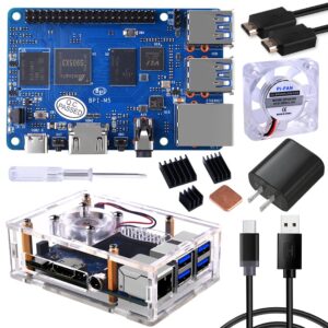 geeekpi banana pi bpi-m5 amlogic s905x3 single board computer with banana pi m5 case,power supply,cooling fan and heatsinks for aiot support android debian raspbian armbian