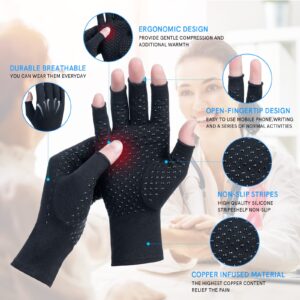 2 Pairs Arthritis Compression Gloves, for Arthritis, Rheumatoid, Osteoarthritis, Carpal Tunnel Pain, Compression Gloves for Arthritis for Women & Men, Anti-Slip Glue dot Gloves for Work (Black,XL)