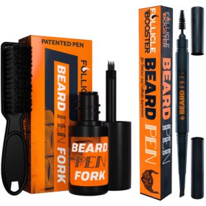 beard styling pencil kit - medium brown beard pen 4 tip micro-fork and beard pen filler