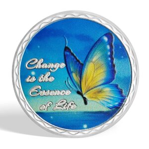 Butterfly Sobriety Chip - Change is The Essence of Life - AA Medallion Coin Recovery Anniversary Token Gift