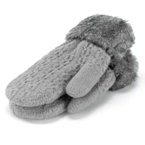 Toddlers Winter Thermal Knitted Mittens - Fleece Lined Warm Thicken Gloves with String for Boys Girls 1-4Yrs