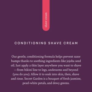 Pure Romance Coochy Cream, Conditioning Scented Shave Cream, Shaving Cream for Women to Experience their Smoothest Bikini Area, Legs, and Underarms, Secret Garden