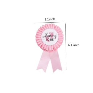 2 Pieces Daddy and Mommy to Be Tinplate Badge Pin, Gender Reveal Rosette Button Pins New Mom Gifts for Baby Shower Party Favor Decoration (Pink Blue)