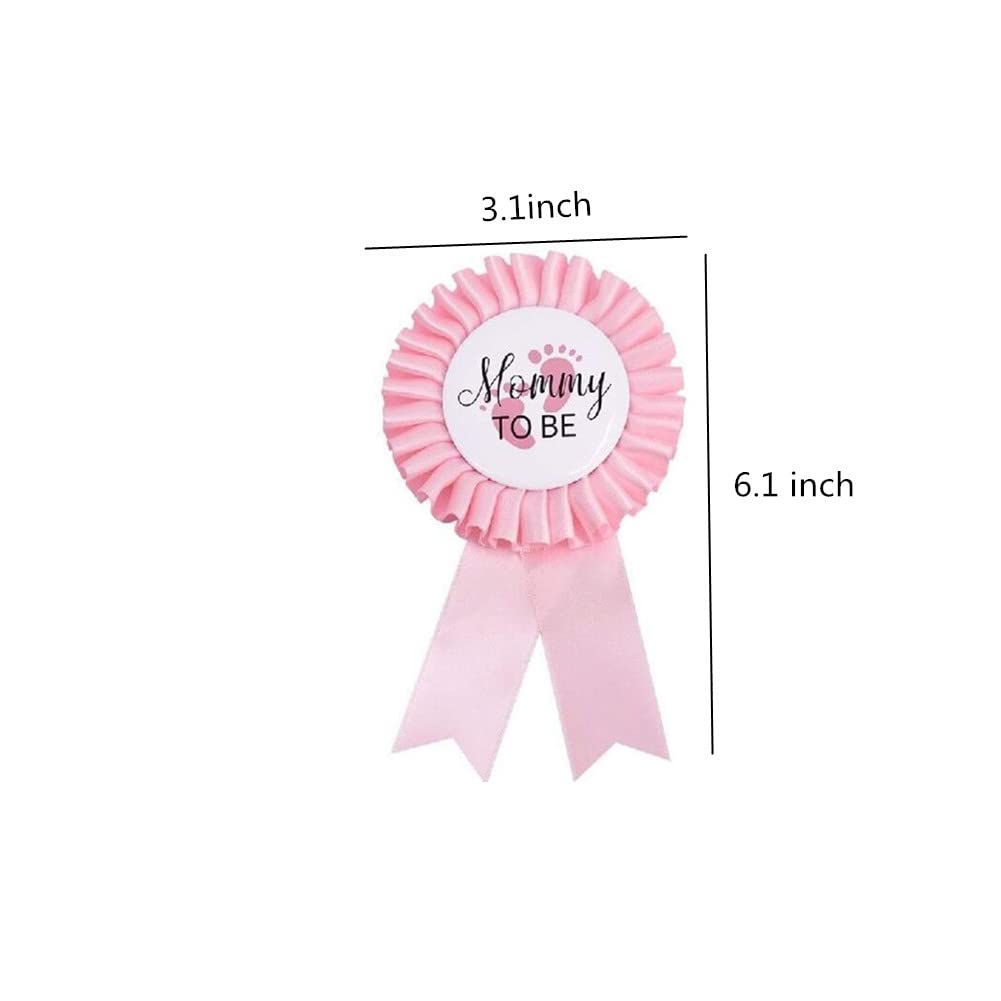 2 Pieces Daddy and Mommy to Be Tinplate Badge Pin, Gender Reveal Rosette Button Pins New Mom Gifts for Baby Shower Party Favor Decoration (Pink Blue)