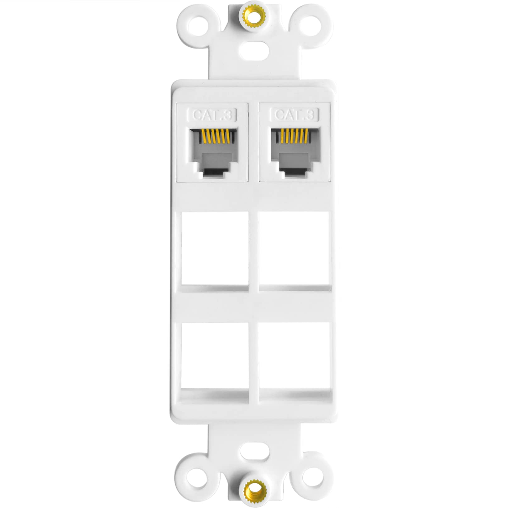 NECABLES 2Pack CAT3 Telephone Keystone Jack Phone Keystone Jack Punch Down Type 110 IDC to RJ11/RJ12 6P6C Female White