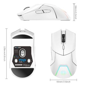 FMOUSE Wireless Gaming Mouse, 4000 DPI, USB C Rechargeable, Ergonomic Responsive Bluetooth Mice with Forward/Backward Side Keys, for Computer/Laptop (White)