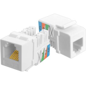 NECABLES 2Pack CAT3 Telephone Keystone Jack Phone Keystone Jack Punch Down Type 110 IDC to RJ11/RJ12 6P6C Female White