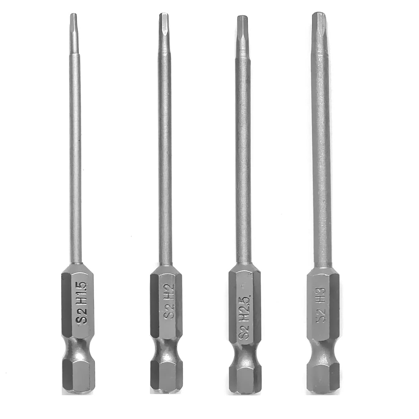 Hex Bit Set 4in1, SKZIRI Hex Head 1.5, 2.0 2.5 3.0mm Allen Wrench Drill Bit Set 1/4" Hex Shank 3inch Long Screwdrivers Bit for RC Repair Electric Screwgun/Power Drill RC Hobby Tool Kit