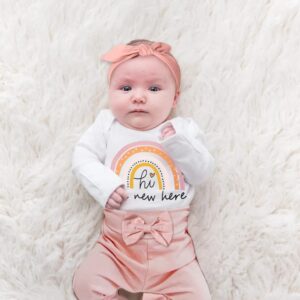 Tomolant baby girl clothes 0-3 months baby girl outfit long sleeve rainbow romper 0-3 months baby girl clothes baby girls' clothing pink flared pants fall winter baby girl outfits 0-3 months