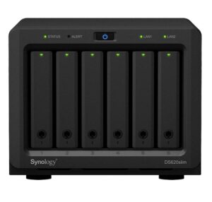 synology diskstation ds620slim nas server with celeron 2.0ghz cpu, 6gb memory, 24tb ssd storage, 2 x 1gbe lan ports, dsm operating system