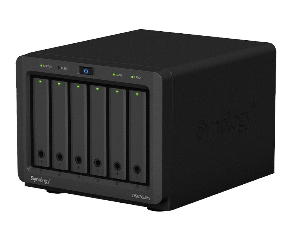 Synology DiskStation DS620slim NAS Server with Celeron 2.0GHz CPU, 6GB Memory, 24TB SSD Storage, 2 x 1GbE LAN Ports, DSM Operating System