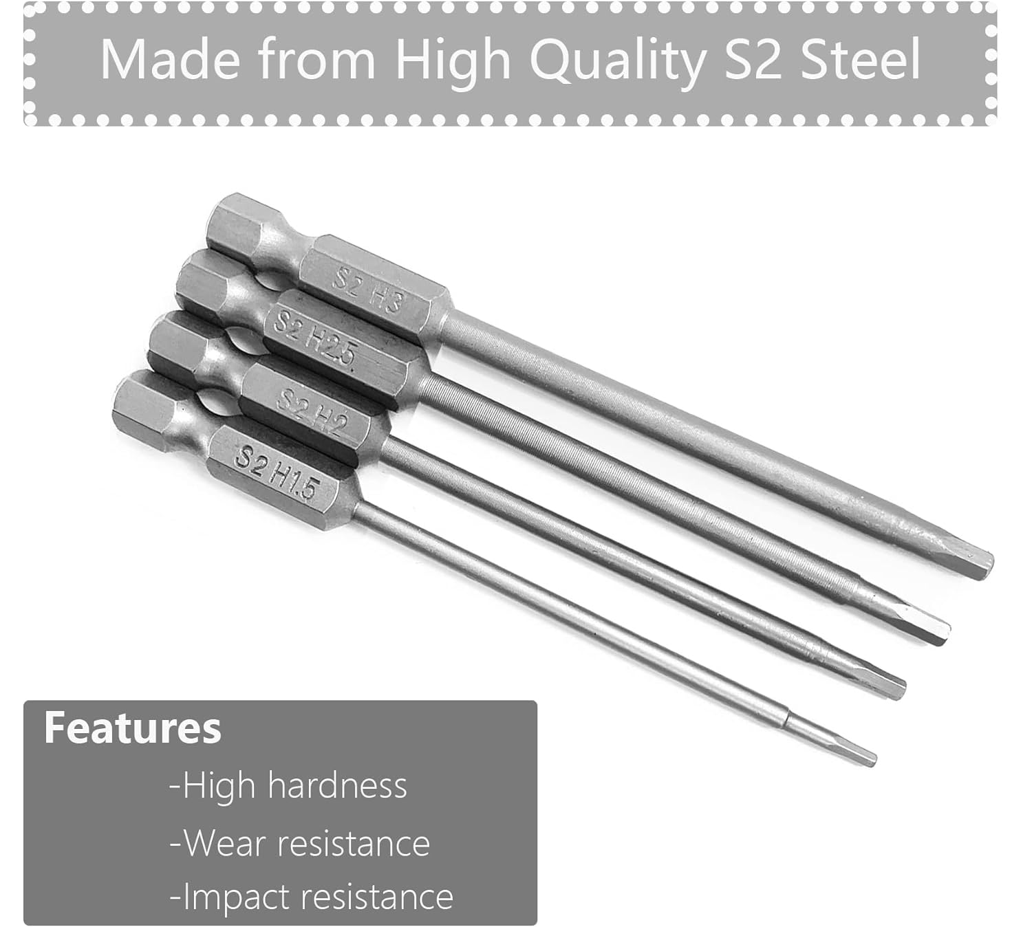 Hex Bit Set 4in1, SKZIRI Hex Head 1.5, 2.0 2.5 3.0mm Allen Wrench Drill Bit Set 1/4" Hex Shank 3inch Long Screwdrivers Bit for RC Repair Electric Screwgun/Power Drill RC Hobby Tool Kit