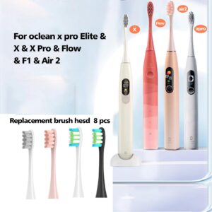 GTHUNDER 8Pcs Replacement ElectricToothbrush Head for Clean Heads, with Independent Hygienic Caps,Vacuum Packaging, for All Clean Models Clean x pro Elite & X & X Pro & Flow & F1 & Air 2 (Black)