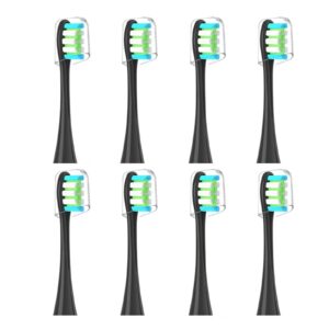 GTHUNDER 8Pcs Replacement ElectricToothbrush Head for Clean Heads, with Independent Hygienic Caps,Vacuum Packaging, for All Clean Models Clean x pro Elite & X & X Pro & Flow & F1 & Air 2 (Black)