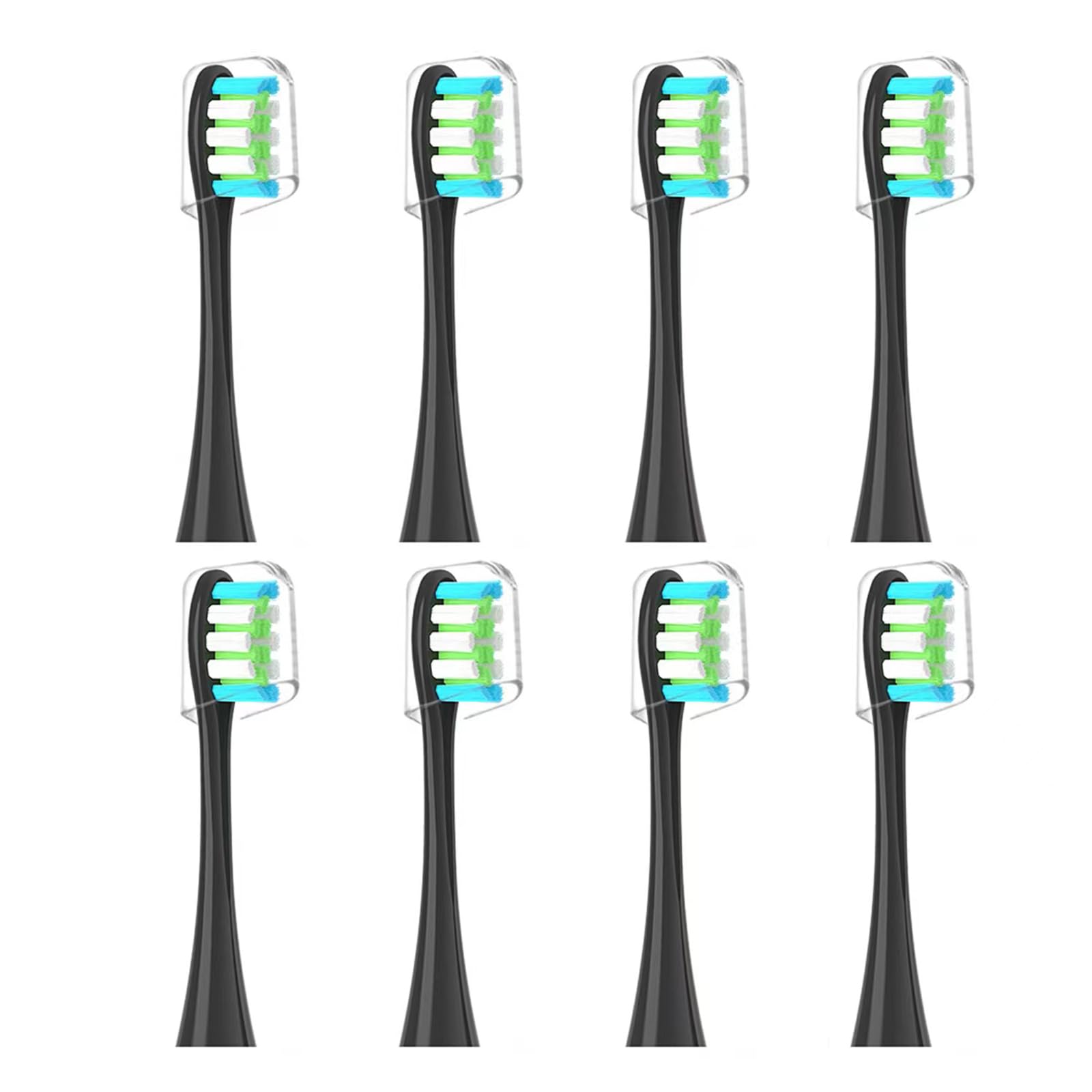 GTHUNDER 8Pcs Replacement ElectricToothbrush Head for Clean Heads, with Independent Hygienic Caps,Vacuum Packaging, for All Clean Models Clean x pro Elite & X & X Pro & Flow & F1 & Air 2 (Black)