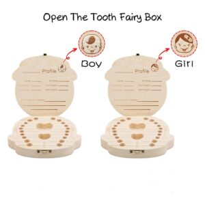 Artsadd Custom Colorful Tooth Fairy Box with Name, Personality Wooden Tooth Storage and Saver Box for Lost Teeth Children, Newborn Baby Birthday Christmas Keepsake Gift