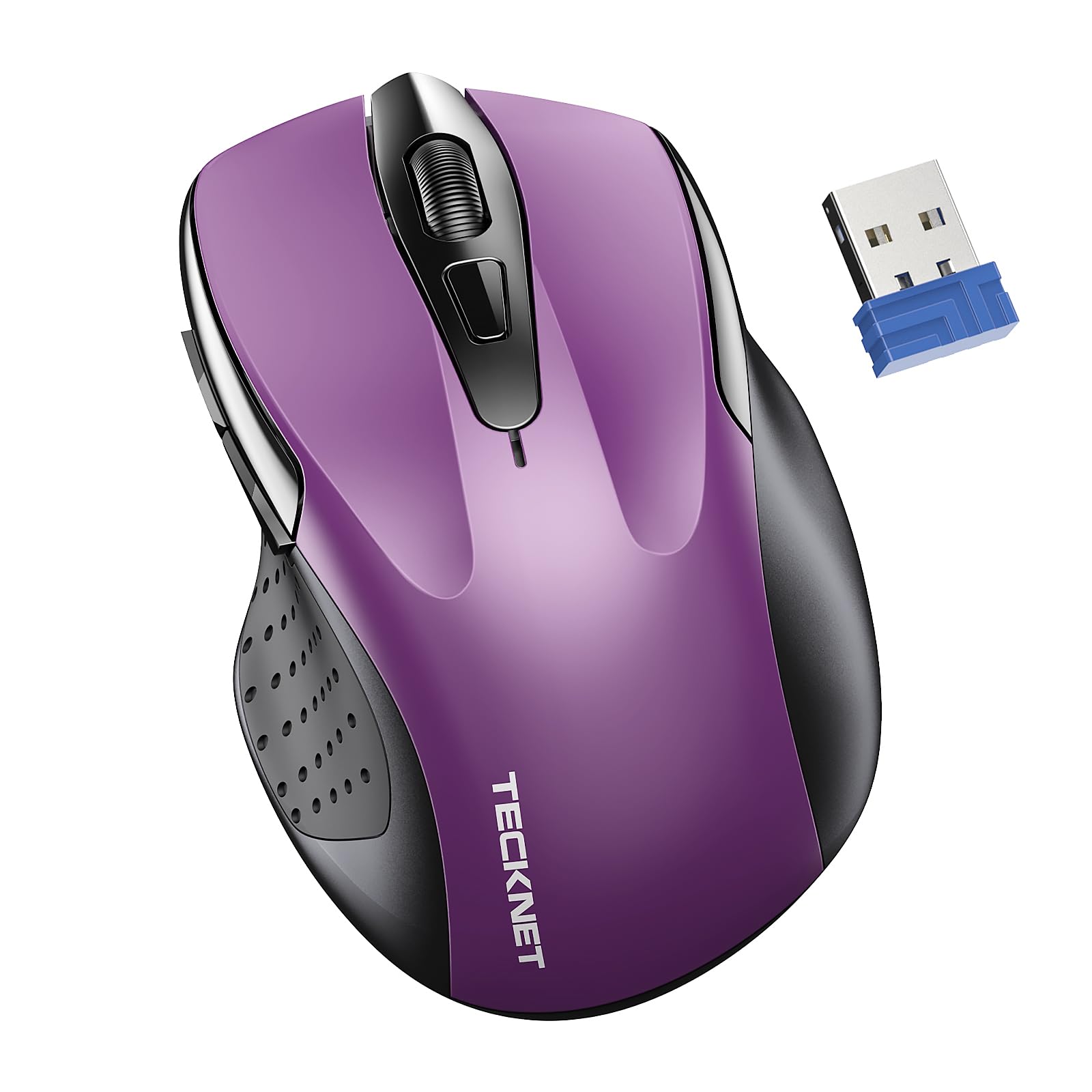 TECKNET Wireless Mouse for Laptop, Silent Mouse Quiet Click, 2.4G USB Optical Mouse for Computer, 6 Adjustable 4000 DPI Computer Mice - Purple