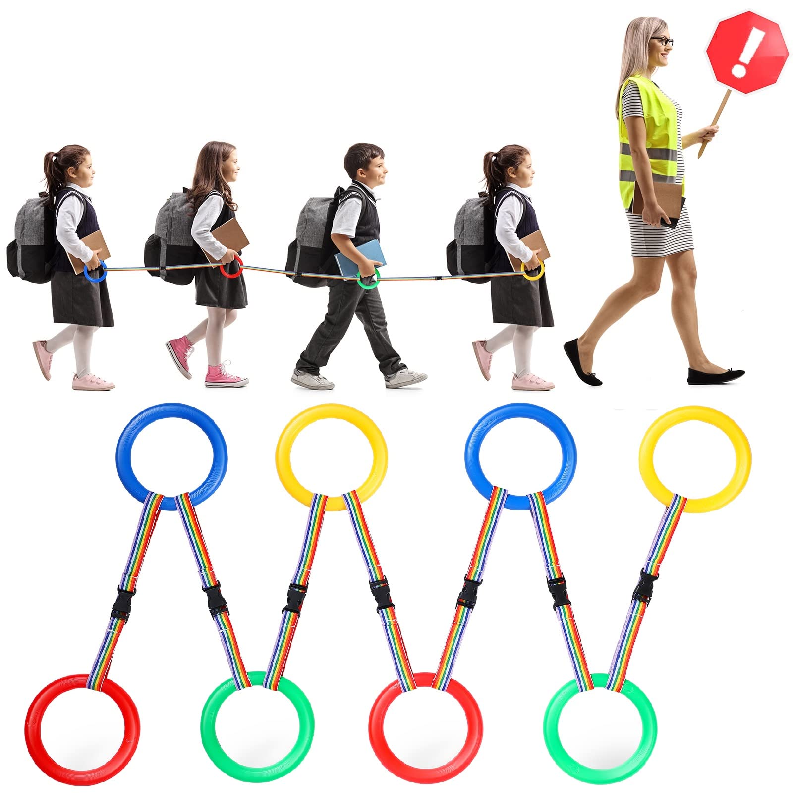 16 Pcs Toddlers Walking Ropes Preschool Walking Rope for Kids Colorful Line Safety Loops Detachable Transition Rope for Children's School Kindergarten Outdoor Supplies Wrist Leashes