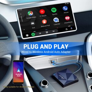 A2Air Wireless Android Auto Adapter - 13s Auto-Connect Fast Speed,2024 Upgrad Android Auto Wireless Adapter for Cars with Factory Wired Android Auto,2024 October