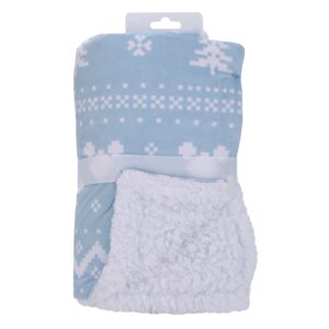 Disney Mickey Mouse Blue and White Winter Christmas Holiday Super Soft Sherpa Baby Blanket