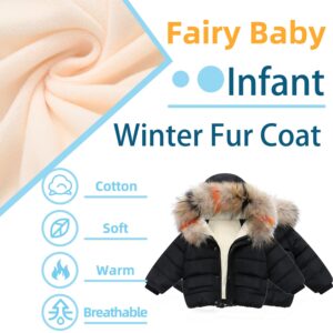 Fairy Baby Toddler Baby Boys Girls Winter Warm Coats Hooded Windproof Fur Jacket Snowsuit Outwear 12-18 Months