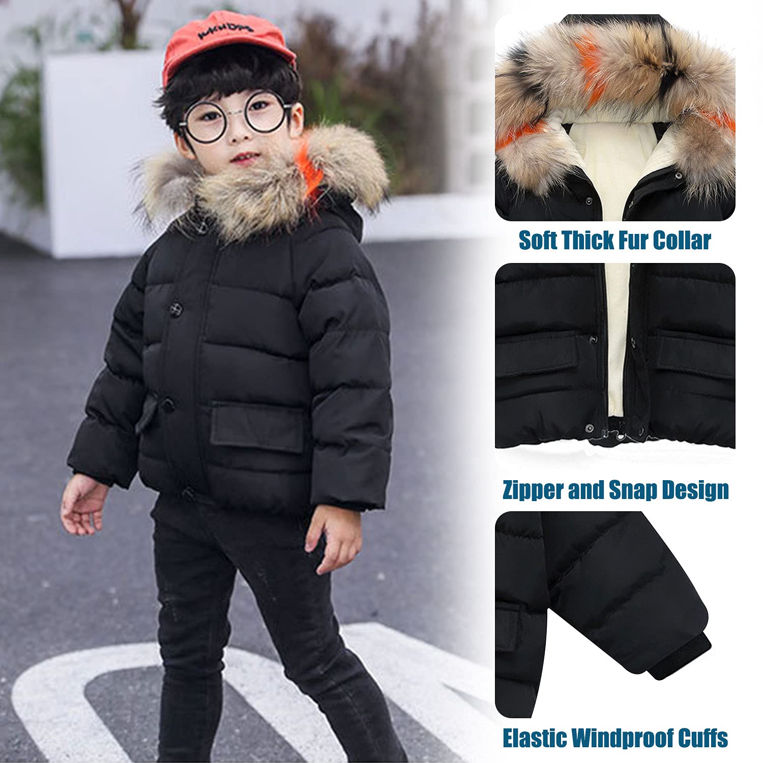 Fairy Baby Toddler Baby Boys Girls Winter Warm Coats Hooded Windproof Fur Jacket Snowsuit Outwear 12-18 Months