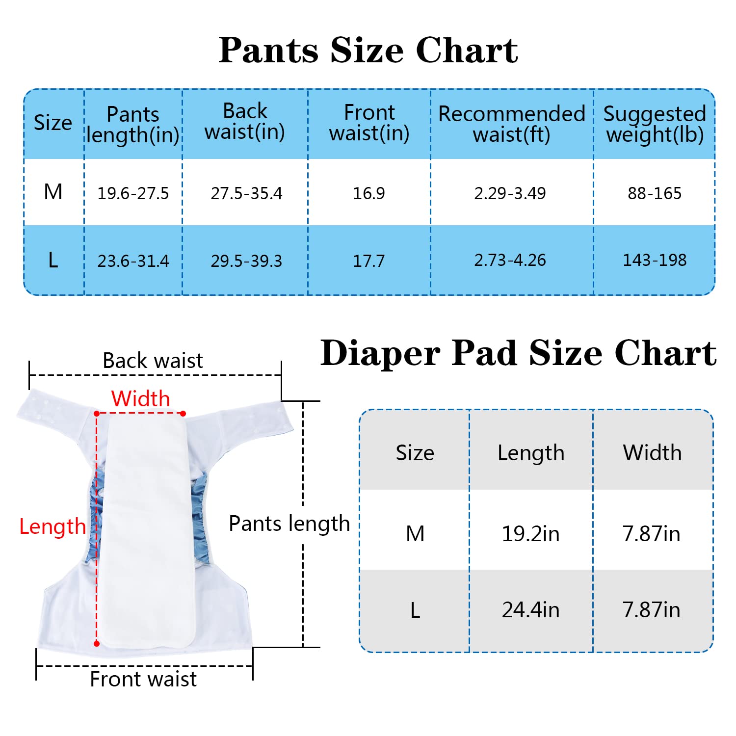 3 Pack Reusable Adult Cloth Diaper with Diaper Inserts, Teen Adult Diapers, TPU Leak-Proof Nappy Cover, Incontinence Nappy