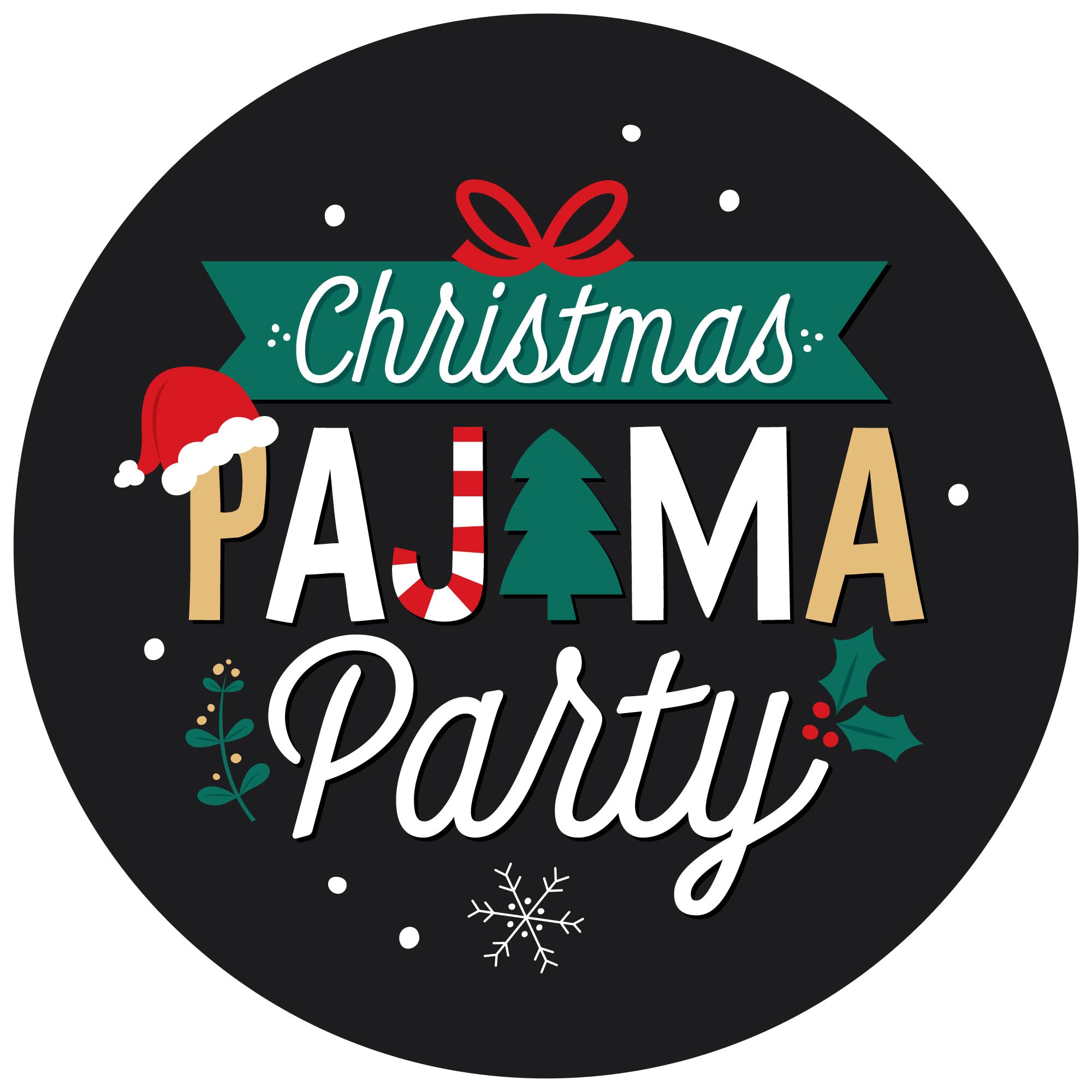 Big Dot of Happiness Christmas Pajamas - Holiday Plaid PJ Party Circle Sticker Labels - 24 Count