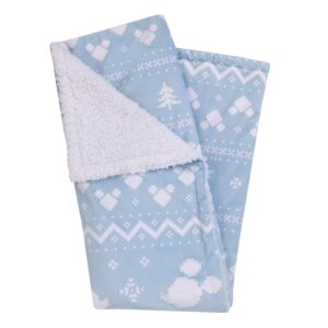 disney mickey mouse blue and white winter christmas holiday super soft sherpa baby blanket