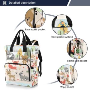 Forest Animals Diaper Bag Backpack Baby Boy Diaper Bag Backpack Mummy Nursing Baby Bags Diaper Bags with Insulated Pockets for Baby Girls Boys