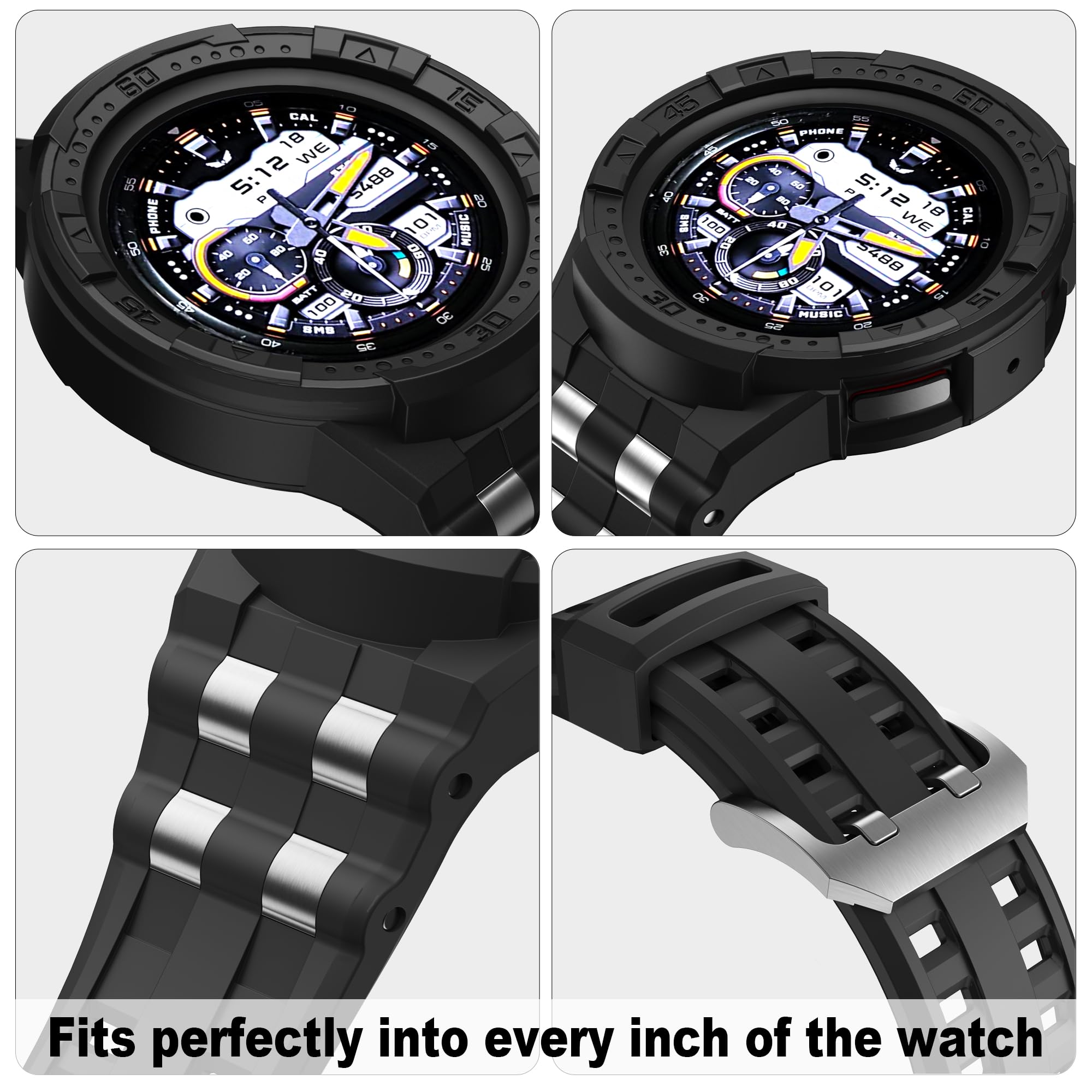 T-ENGINE Case Compatible with Samsung Galaxy Watch 5 Pro Band with Case for Galaxy 5 Pro 45mm 2022 Men