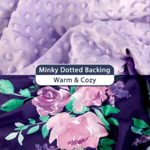 Baby Carseat Seat Cover Girls, Winter Carseat Canopy, Cozy & Warm Cover with Zipper Peep Windows, Infant Minky Carrier Cover, Soft Breathable, Baby Must Have, Purple Stuff