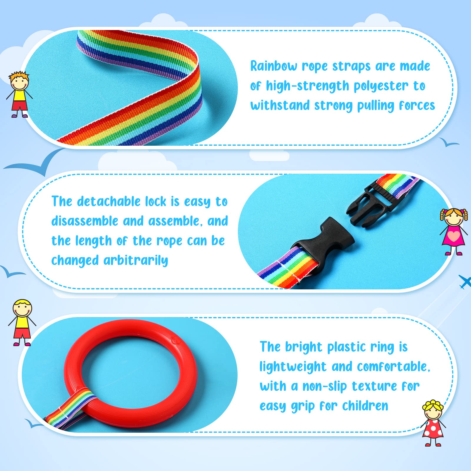 16 Pcs Toddlers Walking Ropes Preschool Walking Rope for Kids Colorful Line Safety Loops Detachable Transition Rope for Children's School Kindergarten Outdoor Supplies Wrist Leashes