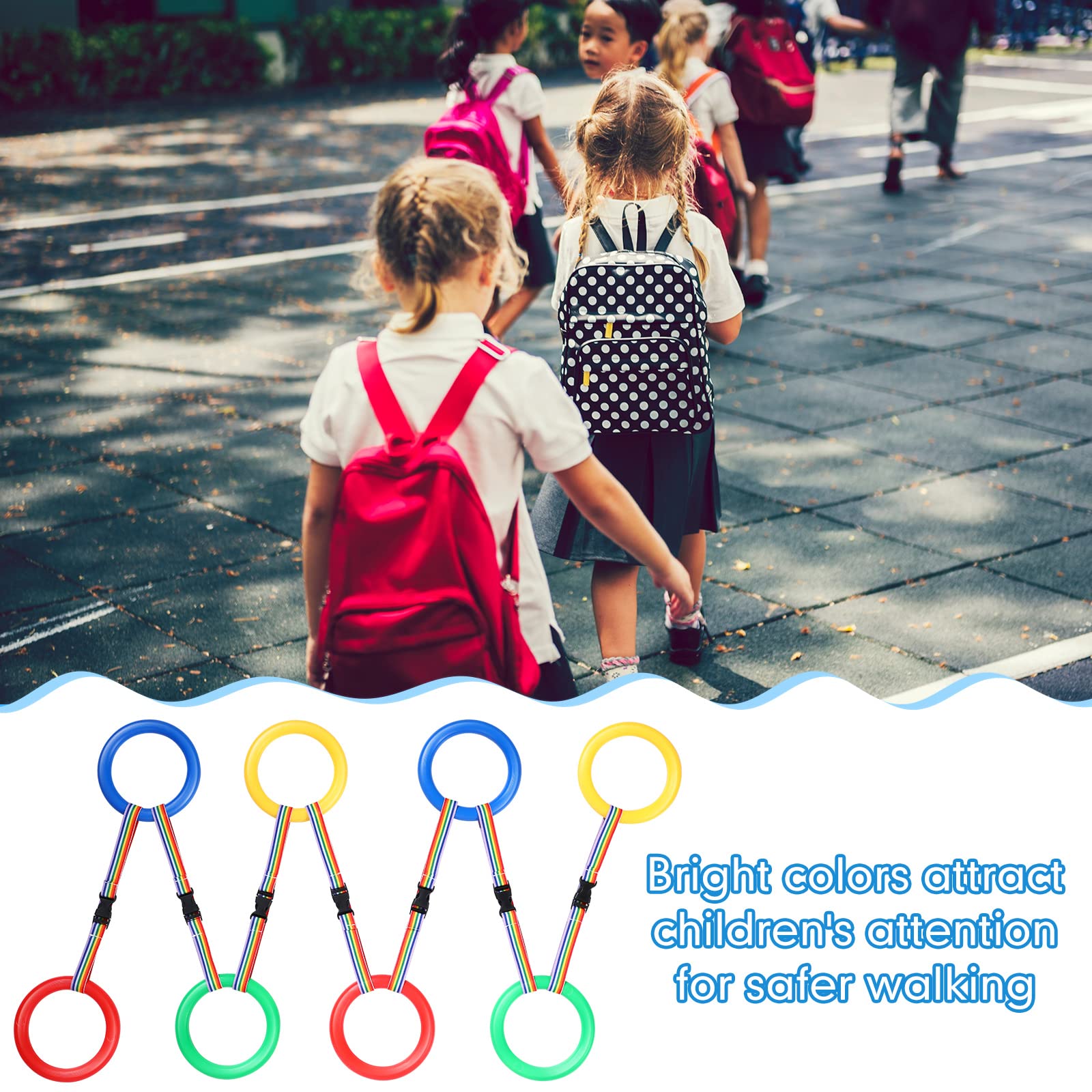 16 Pcs Toddlers Walking Ropes Preschool Walking Rope for Kids Colorful Line Safety Loops Detachable Transition Rope for Children's School Kindergarten Outdoor Supplies Wrist Leashes