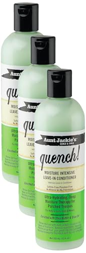 Aunt Jackie's Quench Moisture Intensive Leave-in Conditioner, Shea butter & Olive Oil, 12 Fl.Oz (374840) (Pack of 3)