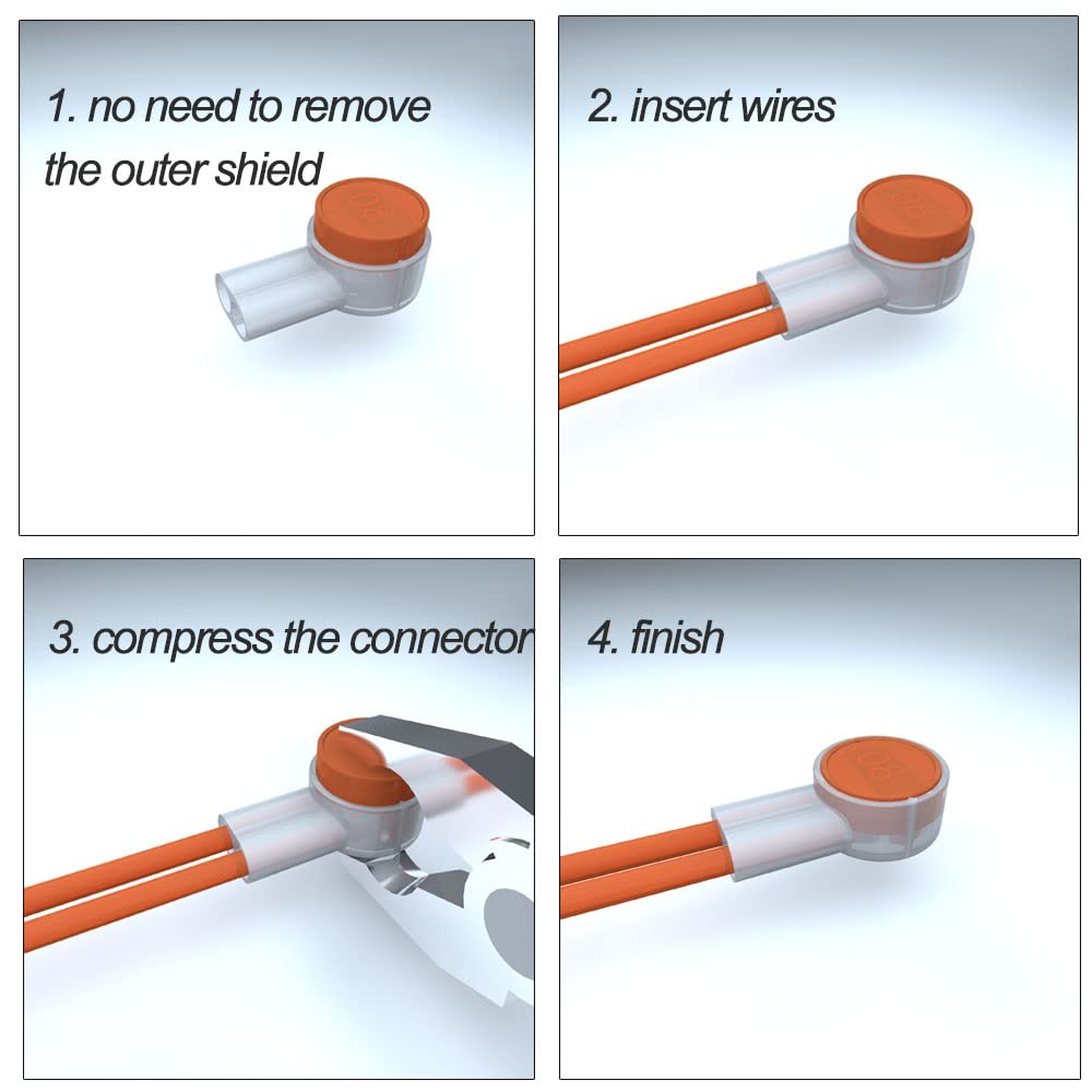 UY2 Wire Splice Connector, EIGNO Moisture-Proof and Corrosion-Resistant Connector for Weak Current Wire Connection Such as Network Cable Telephone Line and Loudspeaker Wires. (50)