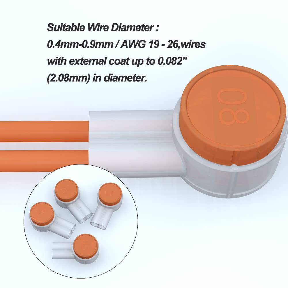 UY2 Wire Splice Connector, EIGNO Moisture-Proof and Corrosion-Resistant Connector for Weak Current Wire Connection Such as Network Cable Telephone Line and Loudspeaker Wires. (50)