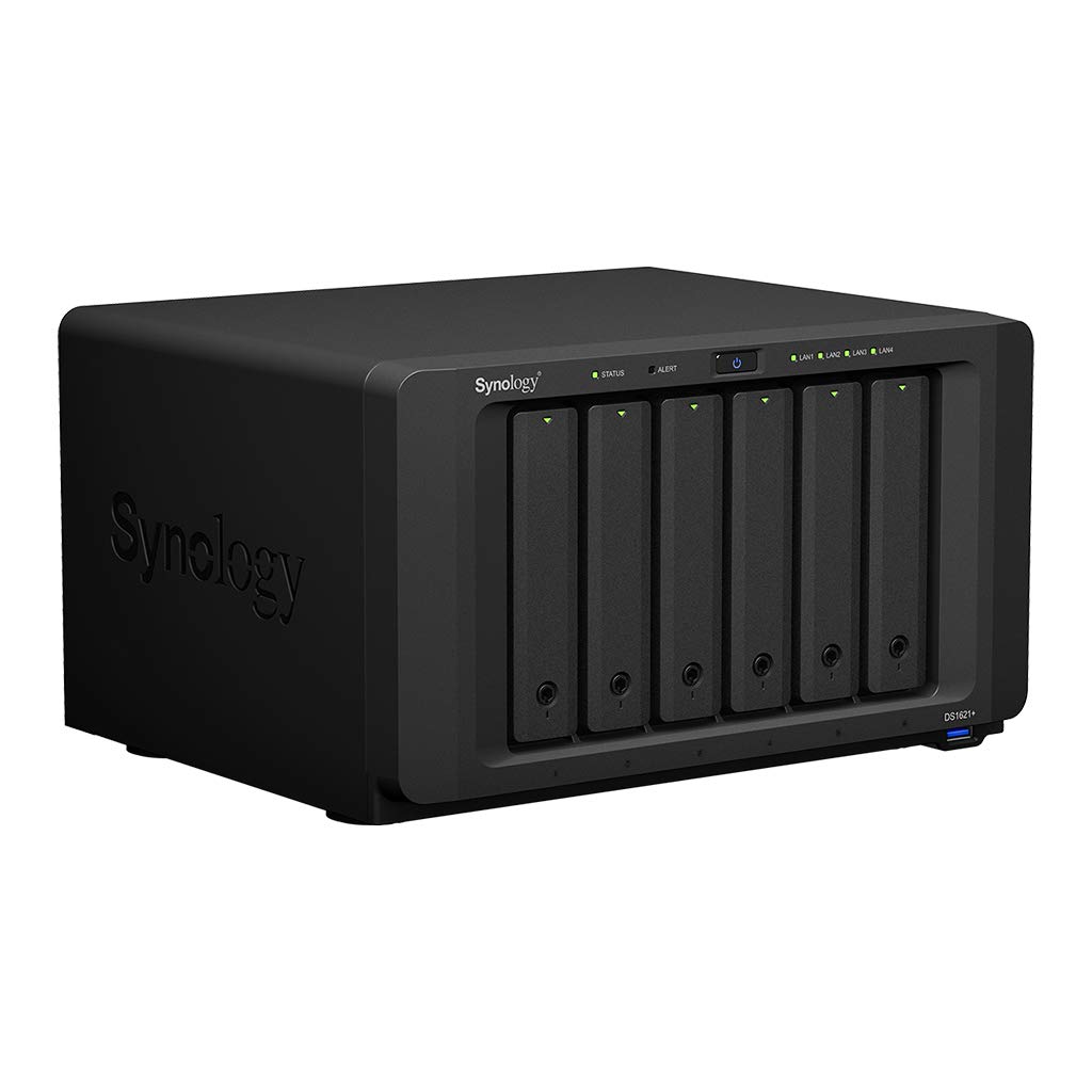 Synology DiskStation DS1621+ NAS Server with Ryzen 2.2GHz CPU, 32GB Memory, 108TB HDD Storage, 1TB M.2 NVMe SSD, 4 x 1GbE LAN Ports, DSM Operating System