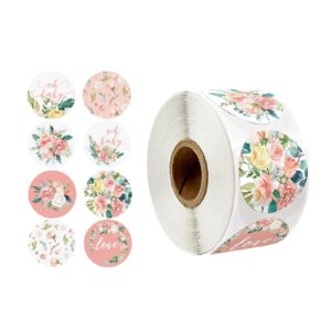 500 pcs floral love stickers roll flowers paper labels floral round baking stickers for diy craft card festival decoration party gift