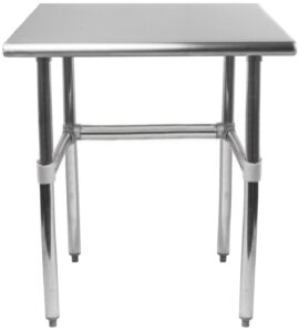 express kitchquip open base stainless steel work table with galvanized