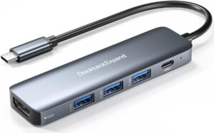 usb c hub, dockteckexpand usb-c multiport adapter 5 in 1 with 4k hdmi, 100w power delivery, 3 usb 3.0 data ports for macbook pro/air, ipad pro/air/mini 6 and more