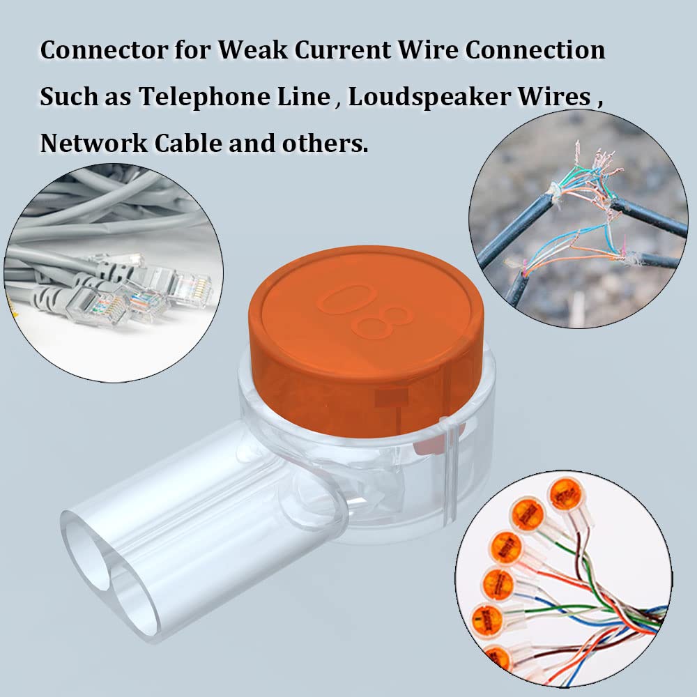 UY2 Wire Splice Connector, EIGNO Moisture-Proof and Corrosion-Resistant Connector for Weak Current Wire Connection Such as Network Cable Telephone Line and Loudspeaker Wires. (50)