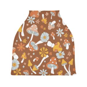 Kigai Soft Baby Car Seat Covers Retro Floral Mushrooms Canopy for Infants Strollers Canopies for Newborns Babies Nursing Apron Cover for Breastfeeding