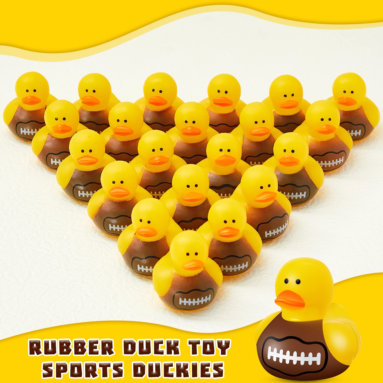 Football Rubber Ducks Floating Bath Toy Football Duck Shower Toy Football Sports Themed Mini Ducks for Bathtub Party Birthday Decoration