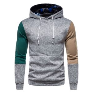 maiyifu-gj men casual colorblock pullover hoodies long sleeve patchwork drawstring hoodie casual slim fit hooded sweatshirt (light grey,3x-large)